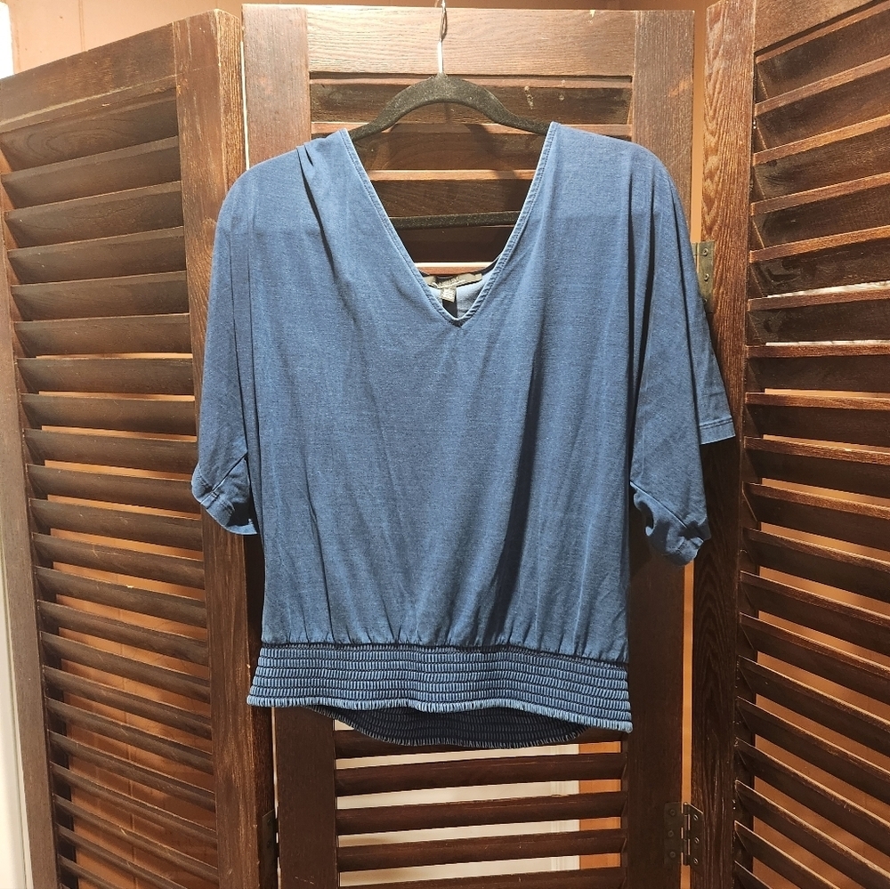 White House Black Market Denim V-Neck Blouse